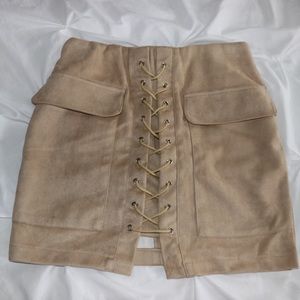 Suede Lace Up Mini Skirt